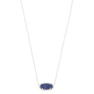 Kendra Scott silver Elisa indigo blue drusy necklace